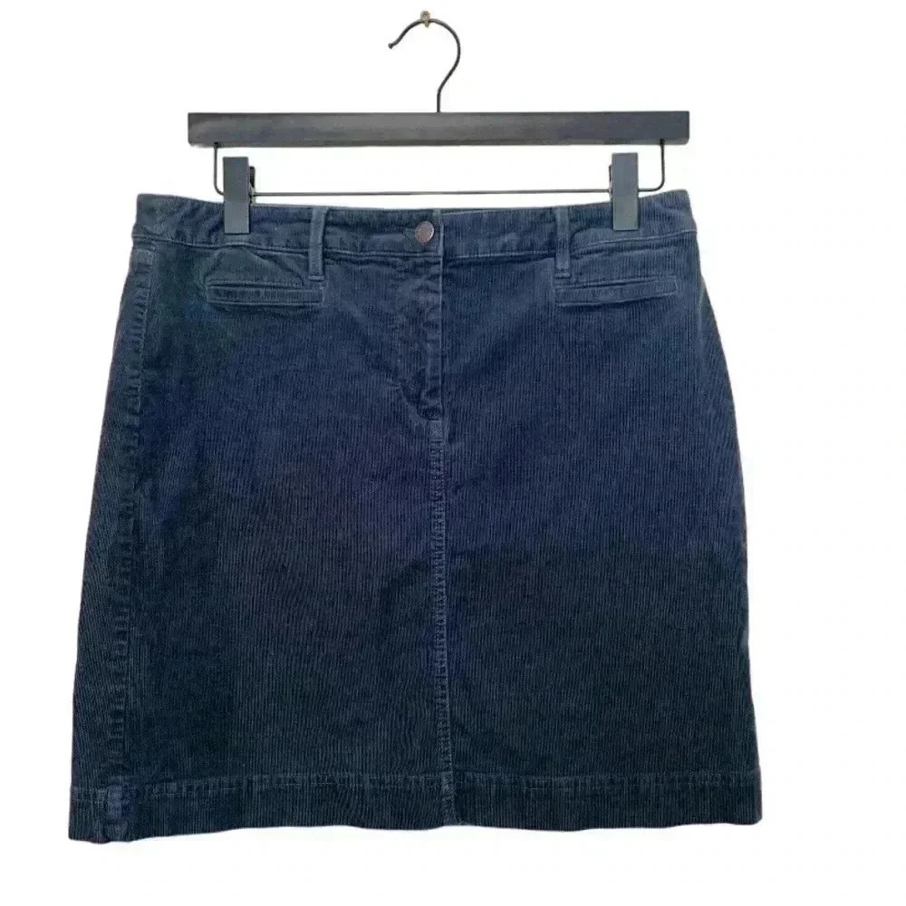 Talbots Petite Light Grey Corduroy Skirt w Stretch 2 Front Pockets